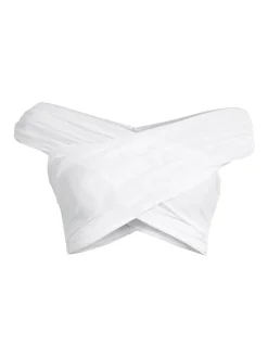 Clearance - Tara Top - White Mesh Crop Tops