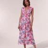Hot Poupette St. Barth - Long Dress Agnes - Pink Flower Mix Dresses | Long Dresses