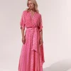 New Poupette St. Barth - Long Dress Adha - Pink Batik Stripe Dresses | Long Dresses