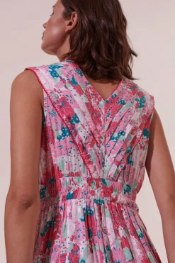 Hot Poupette St. Barth - Long Dress Agnes - Pink Flower Mix Dresses | Long Dresses