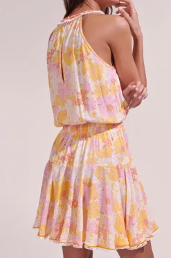 New Poupette St. Barth - Mini Dress Agathe - Yellow Flower Mix Dresses | Mini Dresses
