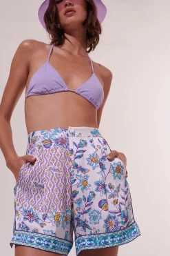 Outlet - Short Isabelle - White Blue Botanique Shorts