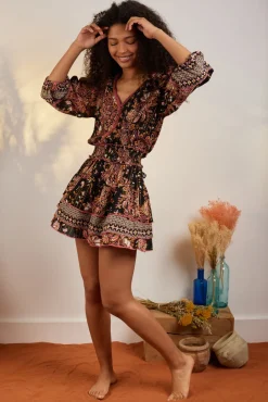 Outlet Poupette St. Barths - Mini Dress Ariel - Black Pink Riviera Dresses | Mini Dresses