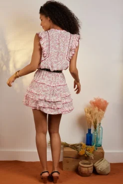 Discount Poupette St. Barths - Mini Dress Paulina - Pink Cerise Dresses | Mini Dresses