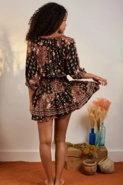 Outlet Poupette St. Barths - Mini Dress Ariel - Black Pink Riviera Dresses | Mini Dresses