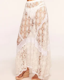 Best - Dalia Coverup Maxi Skirt - White Printed Lace Coverups | Long Skirts