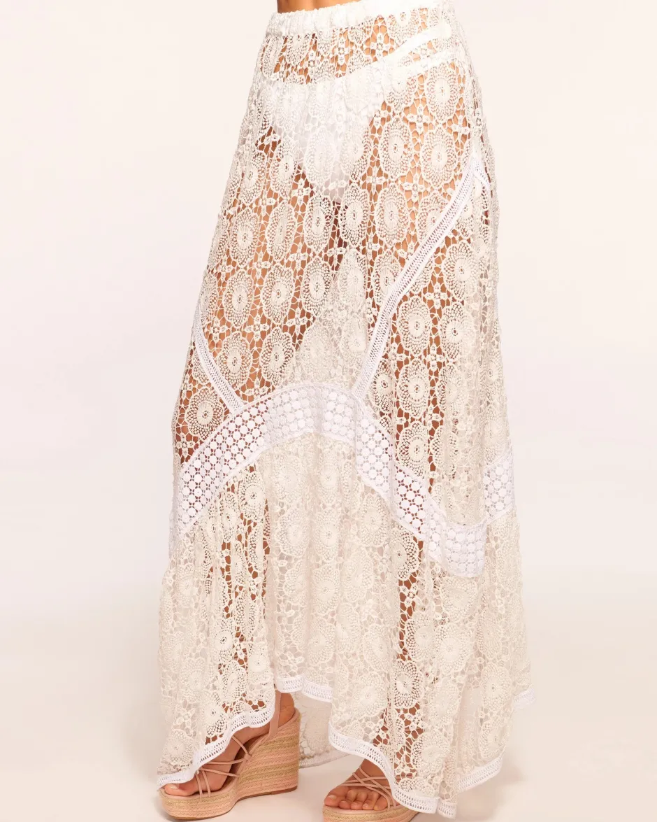 Best - Dalia Coverup Maxi Skirt - White Printed Lace Coverups | Long Skirts