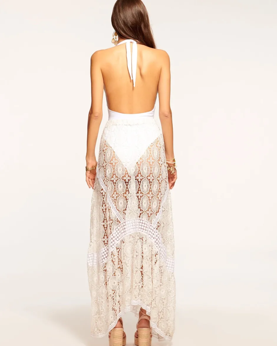 Best - Dalia Coverup Maxi Skirt - White Printed Lace Coverups | Long Skirts