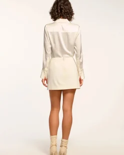 Best - Deidre Studded Ponte Mini Skirt - White Ponte Mini Skirts