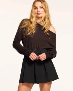 Online - Donia Pleated Belted Skort - Black Mini Skirts