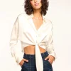 New - Farrah Silk Tie Front Blouse - Multiple Colors Blouses