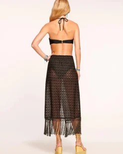 Hot - Gaia Coverup Skirt - Black/Gold Zigzag Coverups | Long Skirts