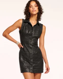 Fashion - Katalina Metallic Denim Dress - Black Metallic Dresses | Mini Dresses