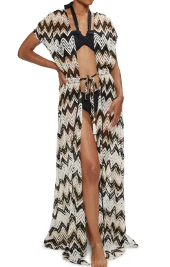 Best - Katherine Chevron Coverup Maxi Dress - Neutral Chevron Coverups