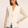 Clearance - Kelsey Embellished Linen Blazer - White Floral Blazers