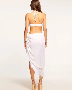 New - Luna Lurex Pareo - White Subtle Lurex Gauze Coverups | Long Skirts
