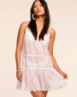 Hot - Marg Eyelet Coverup Mini Dress - White Coverups | Mini Dresses