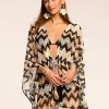 Hot - Mckala Chevron Coverup Mini Dress - Neutral Chevron Coverups | Mini Dresses