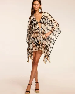 Hot - Mckala Chevron Coverup Mini Dress - Neutral Chevron Coverups | Mini Dresses