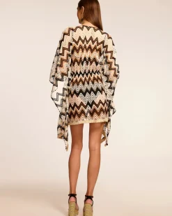 Hot - Mckala Chevron Coverup Mini Dress - Neutral Chevron Coverups | Mini Dresses