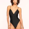 Online - Mikayla Scalloped One Piece Swimsuit - Black One Piece