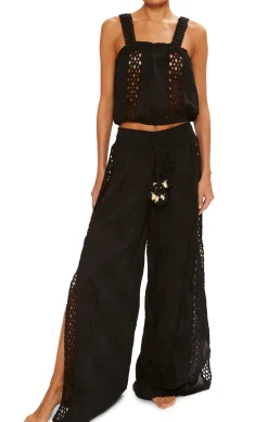 Outlet - Milan Wide Leg Coverup Pant - Black Floral Coverups