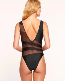 Clearance - Milena Sheer One Piece Swimsuit - Black One Piece