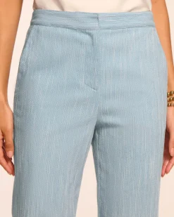 Fashion - Naima Textured Mid-Rise Pant - Light Indigo Pants