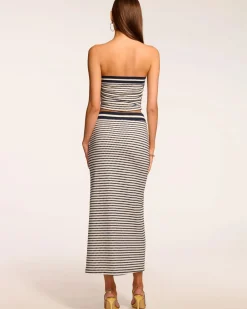 New - Venus Knit Midi Skirt - Navy Pucker Long Skirts