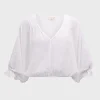Sale - Vina V Neck Blouse - Ivory Blouses