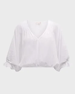 Sale - Vina V Neck Blouse - Ivory Blouses