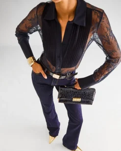 Online - Armelle Lace Blouse - Navy Blouses
