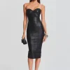 New - Charlize Coated Knit Dress - Coated Black Dresses | Midi