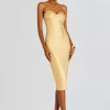 Fashion - Charlize Coated Knit Dress - Gold Dresses