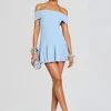 Discount - Erica Knit Dress - Metallic Powder Blue Mini Dresses | Dresses