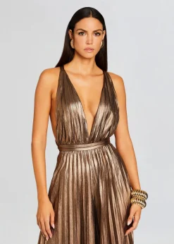 New - Graciane Jumpsuit - Metallic Bronze Pants Jumpsuits