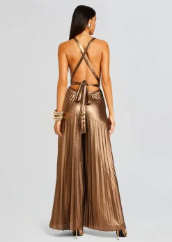 New - Graciane Jumpsuit - Metallic Bronze Pants Jumpsuits