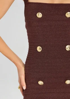 Discount - Harlynn Bandage Knit Dress - Metallic Pecan Mini Dresses | Dresses
