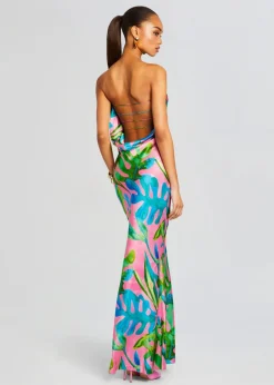 Fashion - Keaton Silk Dress - Jade Tropical Leaf Dresses | Mini Dresses
