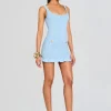 Outlet - Loulou Knit Dress - Metallic Powder Blue Mini Dresses | Dresses