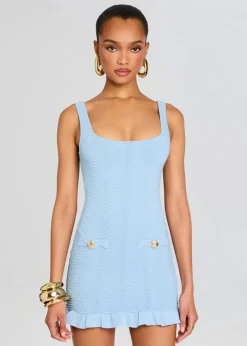 Outlet - Loulou Knit Dress - Metallic Powder Blue Mini Dresses | Dresses