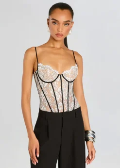 Discount - Lovisa Corset Bodysuit - Black/White Bodysuits