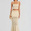 Outlet - Magdalena Crochet Skirt - Ivory/Gold Long Skirts