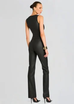 Sale - Mckinnon Denim Jumpsuit - Coated Black Pants Jumpsuits