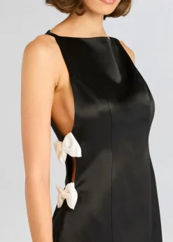 Clearance - Nadine Satin Dress - Black Dresses