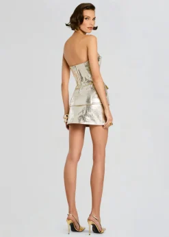 New - Nandie Leather Skirt - Gold Mini Skirts