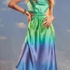 Hot - Kiki Midi Cut Out Dress - Blue & Green Ombre Dresses | Midi
