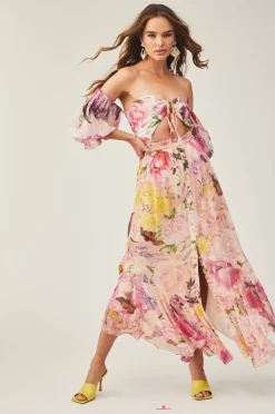 Hot - Leona Midi Skirt - Peach Long Skirts