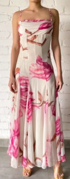 Sale - Maxi Dress - White Pink Dresses | Long Skirts