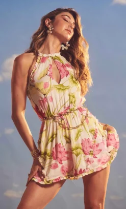 New - Ren Romper - White Lotues Rompers
